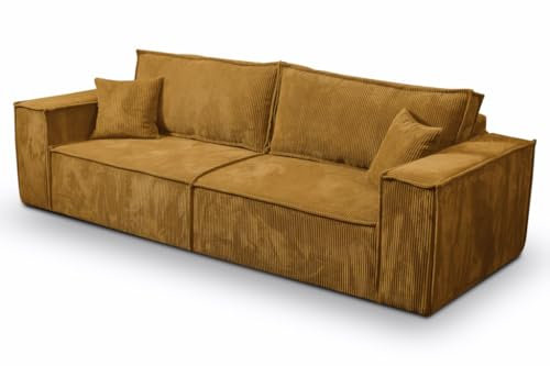 Generisch Cord Sofa Mille Schlafsofa mit Bettkasten Cord Sofa mit Schlaffunktion, 4 Sitzer (POSO 01)