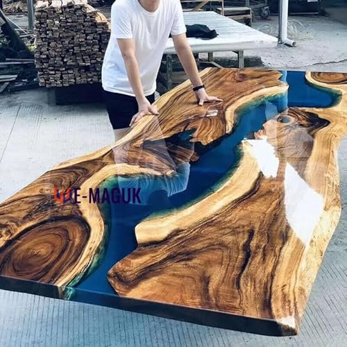 Handgefertigter französischer Ahorn Esstisch aus Epoxidharz mit Holzplatte, moderner Couchtisch (Tischplatte 60 x 60 x 3 cm und Beine 45 x 45 x 45 cm)