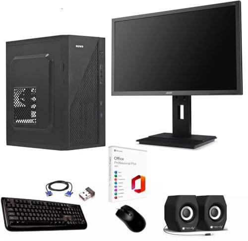 Postazione Completa Pc Assemblato Nuovo, Computer Desktop Intel i7-4790, Ram 16Gb SSD 512Gb NVme, Wi-Fi, Windows 11, Office 2021 + Mouse, Tastiera e Monitor 24 Usato