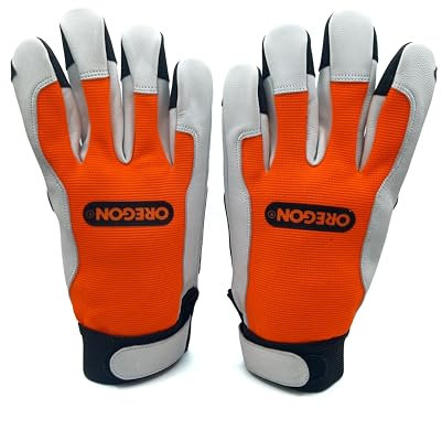 Oregon Guanti Antitaglio Protettivi, Resistenti a Tagli e Abrasioni con Palmo e Punta delle Dita Rinforzati con Rivestimento in PU, Certificati CE, Adatti a Giardinieri e Tagliaboschi, Taglia L