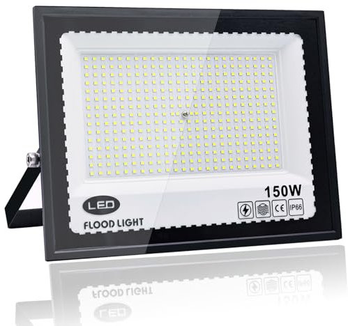 Projecteur Led Extérieur 150W, Blanc Froid 6500K Projecteur LED, 15000LM Spot LED Extérieur IP66 Étanche, pour Jardins, Cours, Garages, Toits, Terrasses, Parkings, Places et Quais