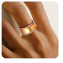 FANCH 3Pcs Ringe für Damen Edelstahl Daumenringe Non Tarnish Zierliche Ewigkeitsringe Cubic Zirkonia Stacking Knuckle Ringe Bandringe Set Promise Verlobungsringe Gold 54(17.2)