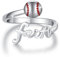 Baseball Ringe 925 Sterling Silber Baseball Offener Ring Kreuz Glaube Ringe Religiöse Geschenk für Damen Mädchen