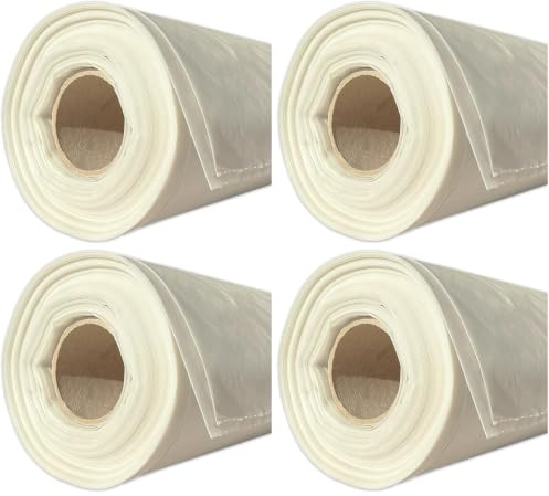 TECPLAST Bâche peinture en ROULEAU 3x25 m 40RPE Translucide - Economique - Film plastique de protection sol - Made in France (Lot de 4)