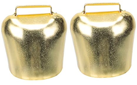 VICASKY 2 Stück Glockenzubehör für Rinder und Schafe Stichworte Haustier Glocke klimpern rustikal baumeln kleine Kuhglocken zum Basteln Landwirtschaftsglocken Eisen Golden