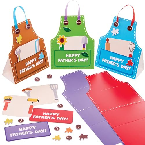 Baker Ross FN493 Father's Day Apron Card Kits - Pack of 5, Father's Day Crafts for Kids