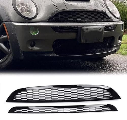 2 griglie anteriori 51137026202, copertura per griglia anteriore a nido d'ape, griglia anteriore superiore & Lower Honeycomb, griglia anteriore paraurti per Mini Cooper R50 R52 R53 2001-2006, nero