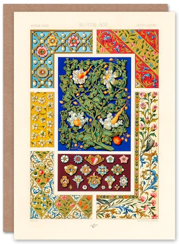 Artery8 Albert Racinet Art Card Vintage Floral Middle Ages Patterns