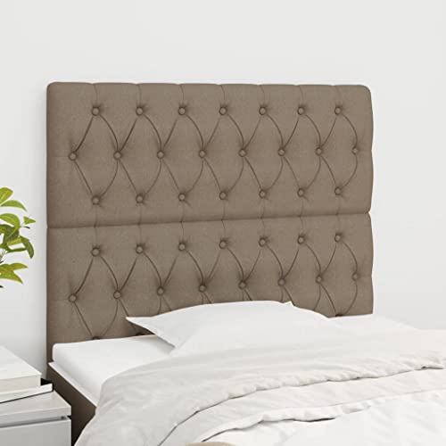 Mandloder 2 STK. Kopfteile Taupe Stoff 100x7x78/88 cm, höhenverstellbar mit Holzbeinen, atmungsaktiv, für Schlafzimmer Betten