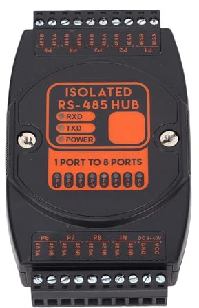 FTVOGUE 485 Hub 1 in 8 Out Photoelektrischer Isolations-Repeater in Industriequalität, ABS-Material mit 2500-Vrms-Isolationsschutz, 8-Kanal-485-Repeater für -Busnetzwerke in Rauen Umgebungen