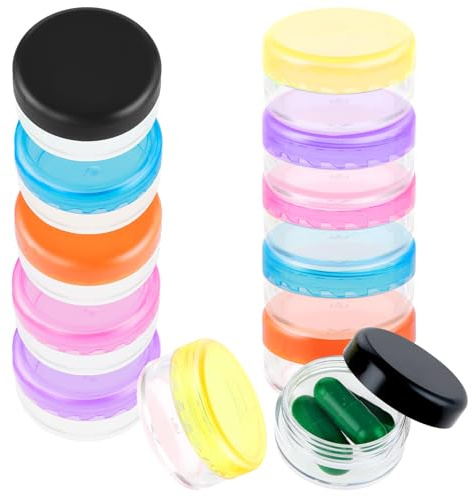 Wanmu 12 Stück Mini-Pillendose 6 Farben Runde Kleine Tablettendose | Tragbare Pillen-Organizer-Box, Reise-Aufbewahrungsbox, für Pillen, Vitamin, Leberöl, Süßigkeiten, Tasche, Geldbörse, Täglich