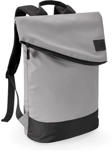 Valle Verde MALAGA Laptop Rucksack 16L Rolltop Grau – Wasserabweisender Business- und Tagesrucksack mit 15,6 Zoll Laptopfach, Reiserucksack für Damen und Herren, 41 × 33 × 12 cm