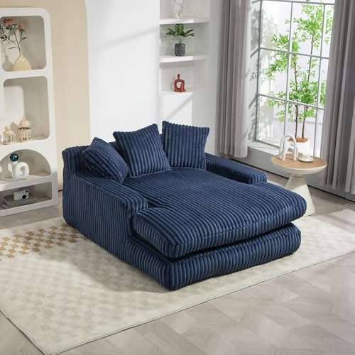 FammyLoft Sofa mit Schlaffunktion, Schlafcouch mit 3 Weichen Kissen, Cloud Couch mit Ergonomisches Design, Boneless Couch, Ecksofa, für Wohnzimmer Wohnung Büro, Ohne Montage, Blau