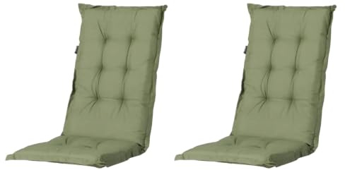 Madison 2er Set Hochlehner Auflagen, Bequeme und Stilvolle Gartenstuhlauflage für Holz-,Stahl-, Oder Kunststoffstühle, Sitzauflage - Indoor/Outdoor Stuhlpolster - Grün