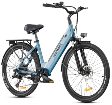 HillMiles Bici Elettrica Per Adulti Da 26, 7 Velocità Bicicletta Elettrica da 36V 13Ah Batteria Rimovibile, 25km/h & Autonomia di 80-100km E-bike Per Pendolari Urbani, IP65 impermeabile (Grey)