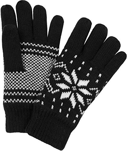 normani Damen und Herren Strickhandschuhe in dezenten Farben Farbe Norweger/Schwarz