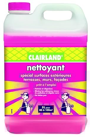 CLAIRLAND Pulvérisateur Nettoyant spécial surfaces extérieures Terrasses, Façades, Murs, Concentré, Dose d’emploi : 5L/100m², 5 L, CLAIRDETER5000, Vert