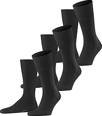 FALKE Men's Airport 3-Pack Socks Wool Cotton Breathable Climate-Regulating