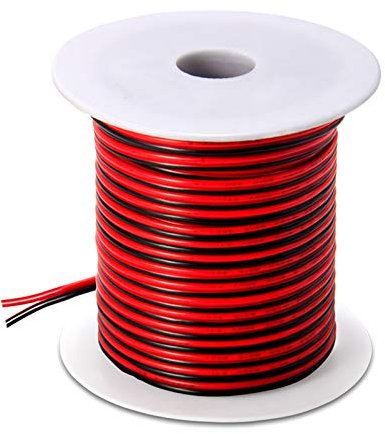 MILAPEAK 100FT 18 AWG Gauge Electrical Wire, Premium DC 12v Hookup Red Black Copper Stranded Auto 2 Cord, Flexible Extension Cable with Spool for LED Ribbon Lamp Light or Low Voltage Products by