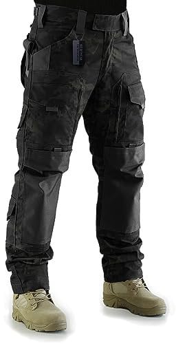 ZAPT Taktische Hose, Molle Ripstop-Combat-Hose, Jagd-Armee-Camouflage-Hose für Herren, Camouflage-Schwarz, Größe S