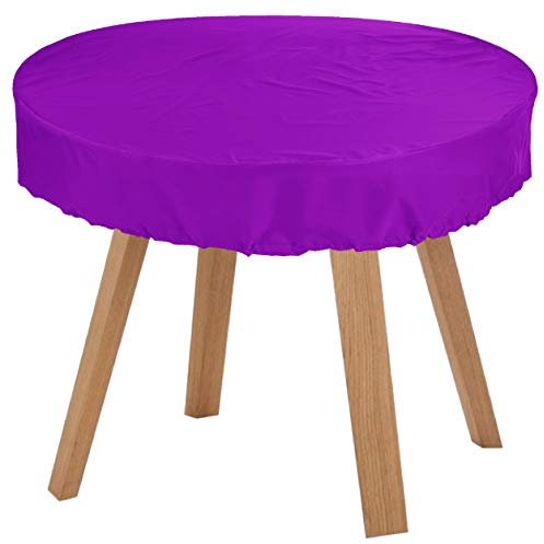 Kaufpirat Premium Abdeckplane Rund Ø 90x15 cm Holzbank Gartenmöbel Gartentisch Hülle Abdeckung Haube Schutzhülle Abdeckhaube 900 D, 500 g/m², 6.000 mm Wasserbeständigkeit Lila