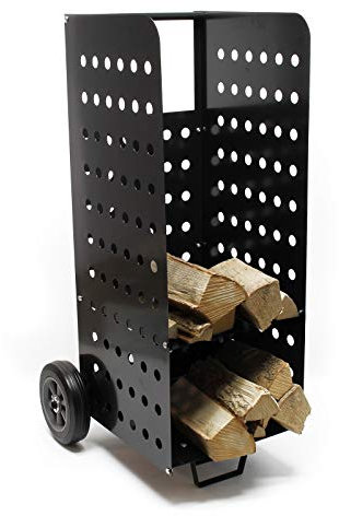 Wiltec XL Kaminholzwagen 53 x 36 x 106 cm, für 100 kg Holz, Holzwagen Kaminholzkorb mit stabilen vollgummierten Rädern extragroß