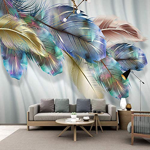 Style Nordique Moderne Simple Couleur Plume Papier Peint Lumière De Luxe Fond Mur 3D Plume D'Or Peintures Murales Salon Papiers Peints,400 * 280Cm