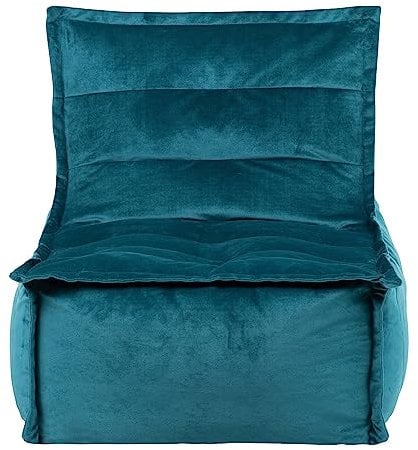 Icon Dolce Sitzsack-Liege für Erwachsene, Blaugrün, Flauschiger Samtstoff, Riesen Sitzsack Samt mit Füllung, Bean Bag Chair, Bequemer Sessel Wohnzimmer, Lounge, Schlafzimmer, Büro