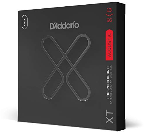 D'Addario XT Phosphor Bronze Acoustic Guitar Strings 13-56, 3 Sets | XT strings deliver extended life, natural tone, tuning stability and enhanced break resistance.