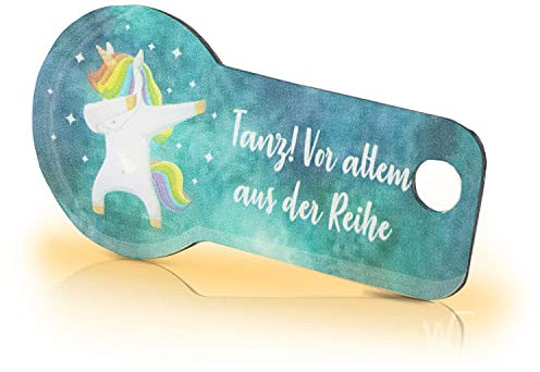 Einkaufswagenlöser ® Code24 Tanzendes Einhorn/Schlüsselanhänger Einkaufschip mit Schlüsselfundservice/Abziehbarer Einkaufswagenchip Metall, Chip Einkaufswagen, Key Finder / 3 Jahre Fundservice
