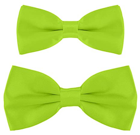 DonDon Ensemble de nœuds papillon père-fils en look partenaire, déjà attaché et ajustable - Vert Fluo