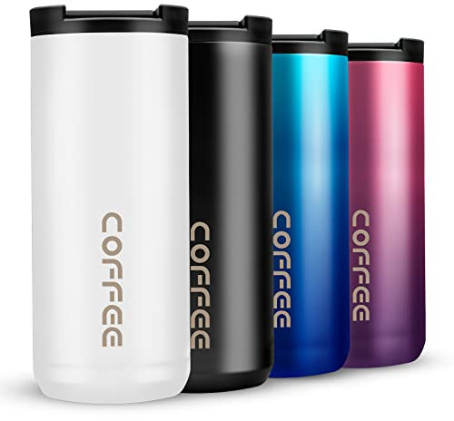 Travel Mug, Double Walled Coffee Cup 550ml Vacuum Insulation Stainless Steel with Leakproof Lid Eco-Friendly, for Hot and Cold Water Coffee and Tea (White)