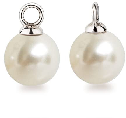 Schöner-SD Einhänger für Creolen 1 Paar 925 Silber Anhänger Perle 10mm Creme