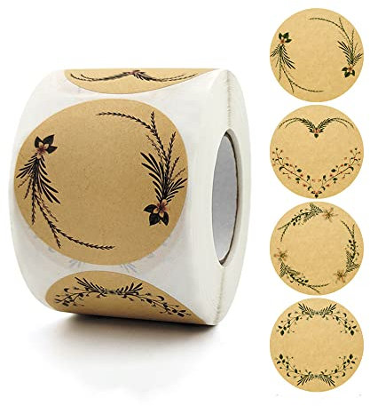 500 Stück Kraftpapier Aufkleber 5cm Etiketten Selbstklebend zum Marmeladenglas Aufkleber Etiketten für Küche Gewürzetiketten