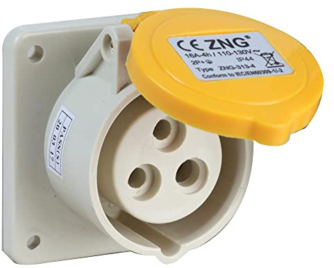 PRO ELEC PELB0122 16A, 110V, Panel Mount CEE Socket, 2P+E, Yelow, IP44