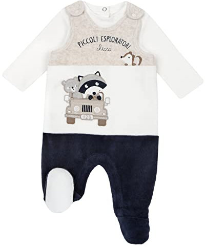 CHICCO Completo neonato 6 mesi - 62 cm con salopette in ciniglia