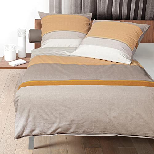 Janine Design Mako-Satin Bettwäsche Palermo 31122 Bernstein naturell 1 Bettbezug 135 x 200 cm + 1 Kissenbezug 80 x 80 cm