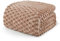 Exclusivo Mezcla Kuscheldecke Fleece Decke, Flauschige Sofadecke 220 x 240 cm, Jacquard-Überwurfdecke Wohndecke Tagesdecke, Warm und Leicht für Ganzjahreszeit, Beige
