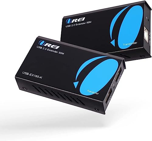 OREI USB-Extender über Cat5e/6 bis zu 4,5 m – verlängert USB 2.0-Signal über LAN-Ethernet mit 2 Anschlüssen, Power-Over-Kabel für Langstreckenverlängerung, unterstützt alle Betriebssysteme (USB-EX165