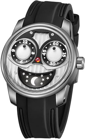 OBLVLO JM-JK-PWBR, Luxus-Herrenuhr, Automatikuhr, Gummi, leuchtend, kreativ, großes Joker-Zifferblatt, Edelstahlgehäuse, mechanische wasserdichte Sportuhr, Automatikuhr, (JM-JK-001)