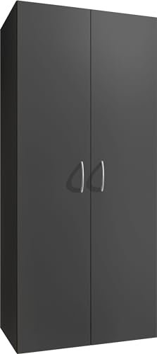 möbelando Mehrzweckschrank >MULTIRAUMKONZEP< in Graphit - 80x185x40cm (BxHxT)