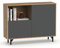 MUEBLES PITARCH Anori Sideboard für Wohnzimmer, Esszimmer, mit Beinen, Farbe: Eiche, Gold und Grau, 112 cm