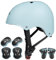 KORIMEFA Casco Infantil Equipo de Protección Patinete con Casco Adjustable Rodilleras Coderas para Bicicleta Monopatín y Deportes Extremoscon de 3 a 13 años (M, Azul Claro)