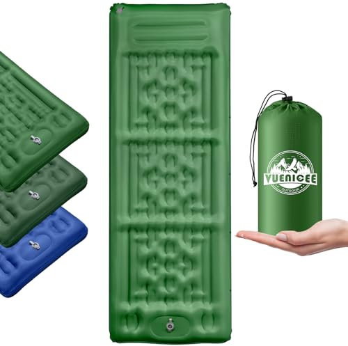 VUENICEE Isomatte Selbstaufblasend, 12CM Verdicktes Camping Matratze mit Fußpresse Pumpe, Wasserdicht Ultraleicht Selbst Aufblasbares Matratze für Wandern, Camping, Wüste, Strand usw.