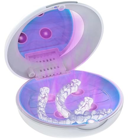 HAZARA Ultrasonic Dental Cleaner With Uv Disinfection Light, Mouth Guard Case Disinfects Cleans And Removes Odors, Retainer Cases Perfect To Safeguard Dentures