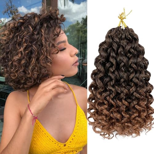 GoGo Curl Crochet Braids Hair 8 Inch 8 Packs Ocean Deep Wave Crochet Hair Extensions Synthetic Curly Crochet Hair for Black Women（1B/30）