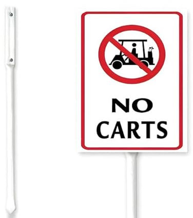 Geroclonup Schild mit Pfahl, rostfreies Aluminium, 30,5 x 38,1 cm, kein Wagen, Parkplatz, Ständer für Golfplatz, Gras, Rasen, Outdoor-Dekoration