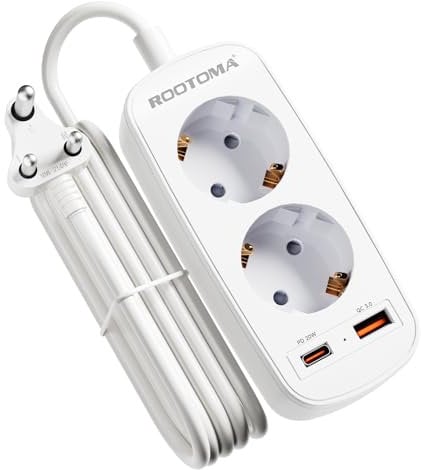 Reiseadapter Indien, Sri Lanka mit PD20W USB Schnellladegerät, Reisestecker Typ D, 2-Fach Steckdosenadapter für Indi, Sri Lanka, Nepal, Irak, Madagaskar, Namibia, Tansania, 1,5M Kabel, Typ D