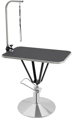 Hydraulisch Anhebbarer Haustierpflegetisch, 360 ° Drehbarer Trimmtisch Pflegetisch Tragfähigkeit 100kg mit Arm und Schlinge 80 * 50 * 75-85cm, für Katzen und Hunde