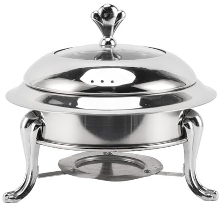 Juego de Buffet de Platos de Frotamiento, Calentador de Buffet de Acero Inoxidable, Servidor de Catering para Fiestas de Ollas Calientes, Banquetes de Boda (Los 24cm)